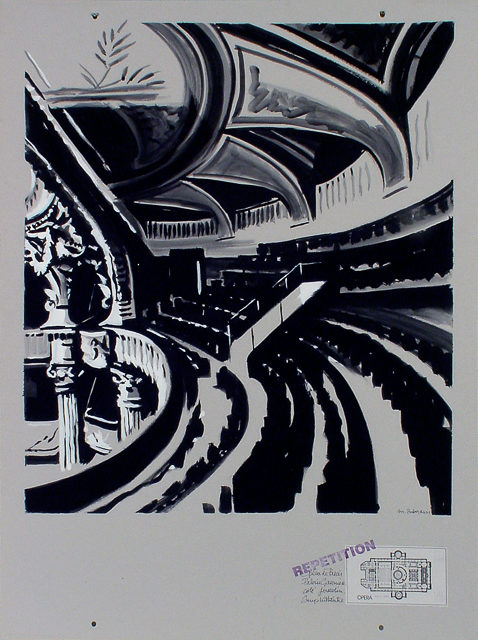 Peinture de l'Opéra Garnier par Michelle AUBOIRON - acrylique sur carton - 140 x 100 cm