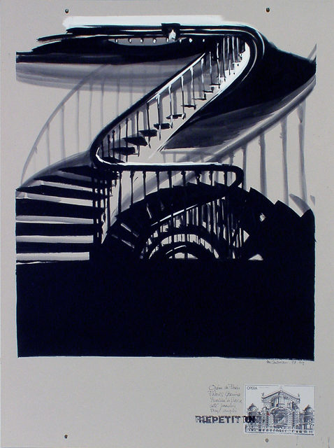 Peinture de l'Opéra Garnier par Michelle AUBOIRON - acrylique sur carton - 140 x 100 cm