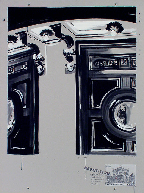 Peinture de l'Opéra Garnier par Michelle AUBOIRON - acrylique sur carton - 140 x 100 cm