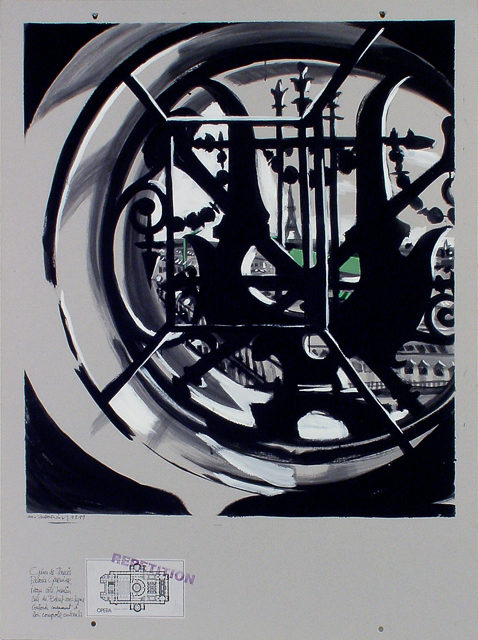 Peinture de l'Opéra Garnier par Michelle AUBOIRON - acrylique sur carton - 140 x 100 cm