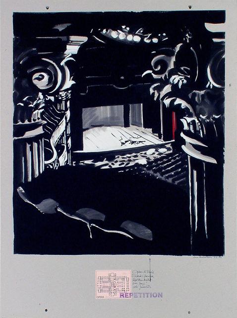 Peinture de l'Opéra Garnier par Michelle AUBOIRON - acrylique sur carton - 140 x 100 cm