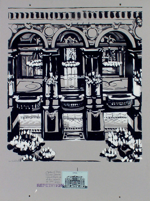 Peinture de l'Opéra Garnier par Michelle AUBOIRON - acrylique sur carton - 140 x 100 cm