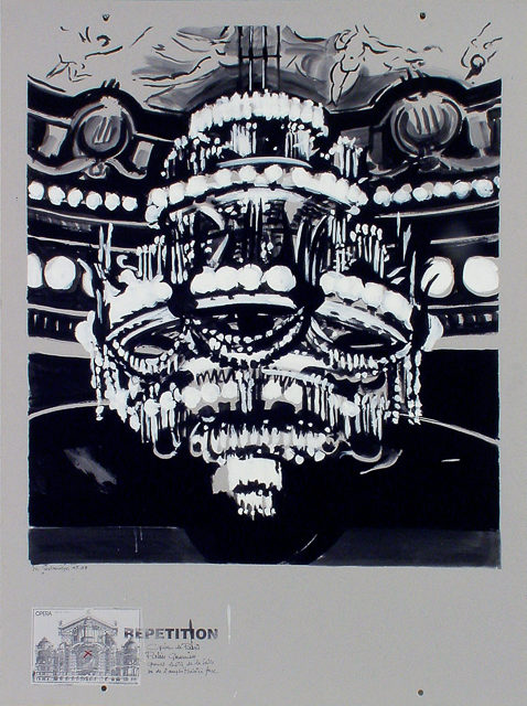 Peinture de l'Opéra Garnier par Michelle AUBOIRON - acrylique sur carton - 140 x 100 cm