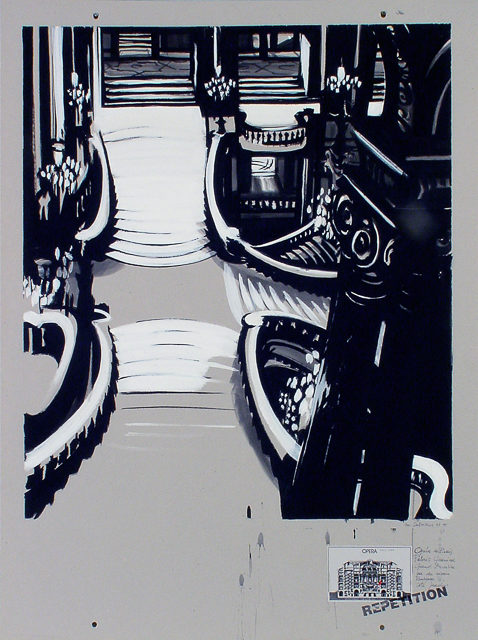 Peinture de l'Opéra Garnier par Michelle AUBOIRON - acrylique sur carton - 140 x 100 cm