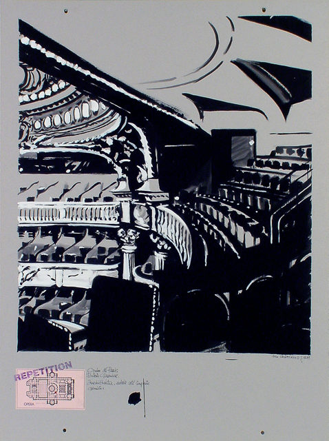 Peinture de l'Opéra Garnier par Michelle AUBOIRON - acrylique sur carton - 140 x 100 cm