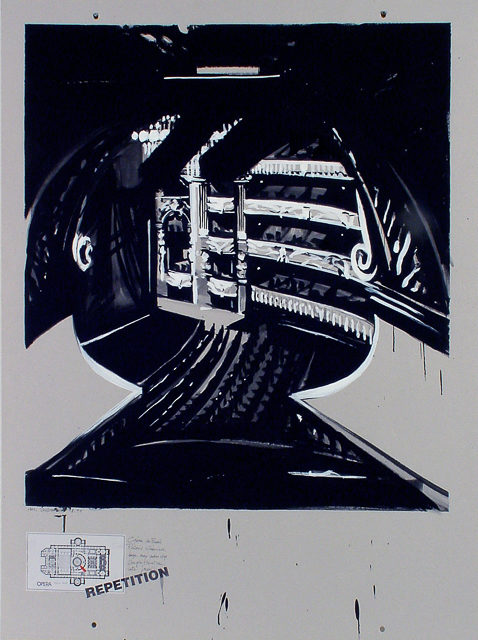 Peinture de l'Opéra Garnier par Michelle AUBOIRON - acrylique sur carton - 140 x 100 cm