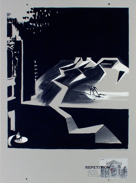 Peinture de l'Opéra Garnier par Michelle AUBOIRON - acrylique sur carton - 140 x 100 cm