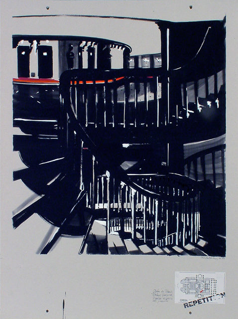 Peinture de l'Opéra Garnier par Michelle AUBOIRON - acrylique sur carton - 140 x 100 cm