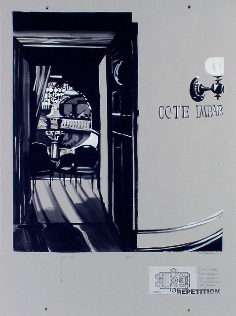 Peinture de l'Opéra Garnier par Michelle AUBOIRON - acrylique sur carton - 140 x 100 cm