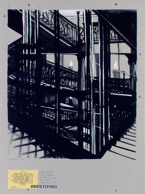 Peinture de l'Opéra Garnier par Michelle AUBOIRON - acrylique sur carton - 140 x 100 cm