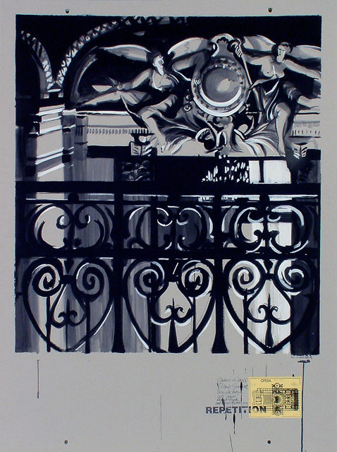 Peinture de l'Opéra Garnier par Michelle AUBOIRON - acrylique sur carton - 140 x 100 cm