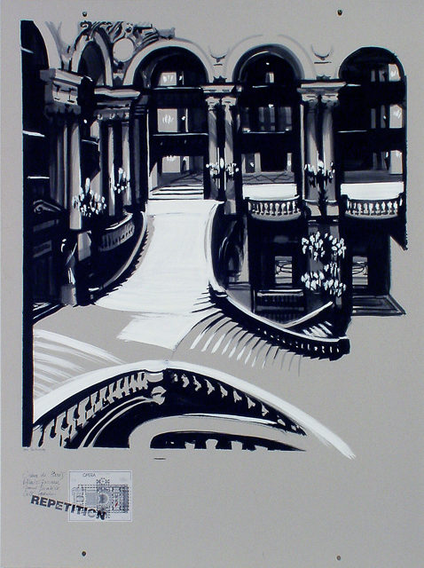 Peinture de l'Opéra Garnier par Michelle AUBOIRON - acrylique sur carton - 140 x 100 cm