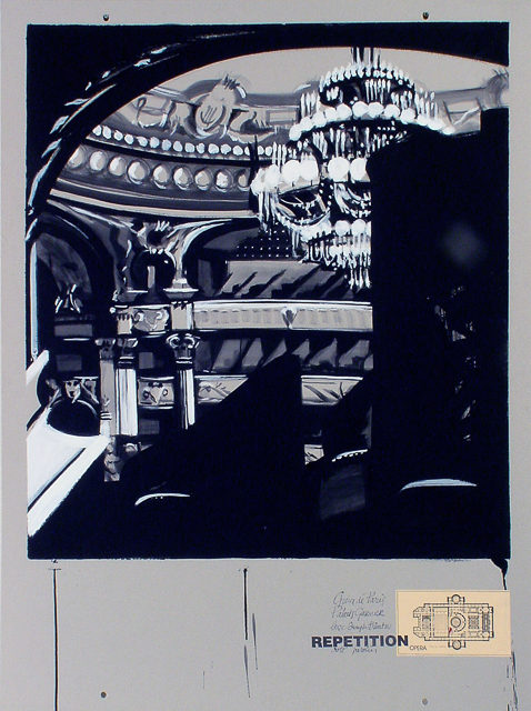 Peinture de l'Opéra Garnier par Michelle AUBOIRON - acrylique sur carton - 140 x 100 cm