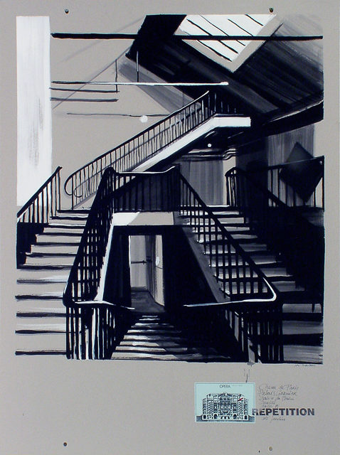 Peinture de l'Opéra Garnier par Michelle AUBOIRON - acrylique sur carton - 140 x 100 cm