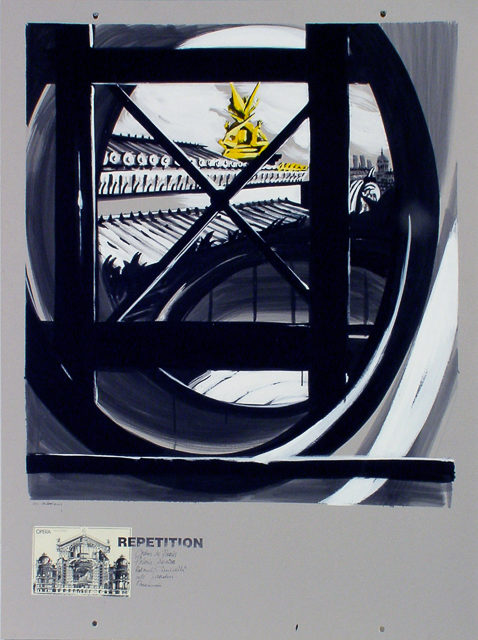 Peinture de l'Opéra Garnier par Michelle AUBOIRON - acrylique sur carton - 140 x 100 cm