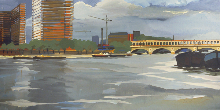 Le Pont de Tolbiac - Acrylique sur toile - Peinture de la série "Les Ponts de Paris" de Michelle AUBOIRON