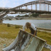 Michelle-Auboiron-peint-in-situ-les-Ponts-de-Paris-Photo-Anne-Sarter-12 thumbnail