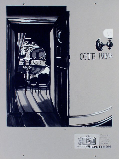 Peinture de l'Opéra Garnier par Michelle AUBOIRON - acrylique sur carton - 140 x 100 cm